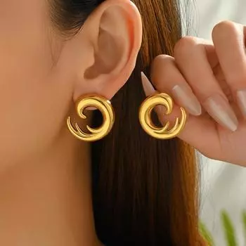 Серьги женские «Ветер», дизайн в форме геометрической волны, серьги-пусеты универсальны, а серьги высокого класса универсальны для женщин.