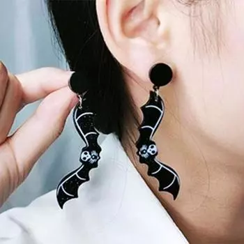 Серьги Жуткий шикарный летучая мышь Кошка Череп Легкие модные индивидуальные забавные удобные серьги Cat
