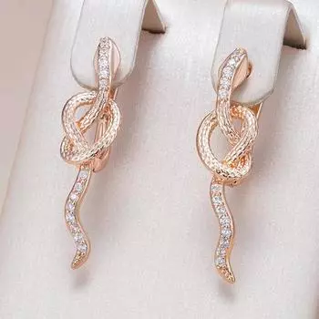Серьги-змеи с микро-инкрустацией из белого циркония для женщин, золотистые носимые аксессуары для вечеринок, повседневные винтажные украшения