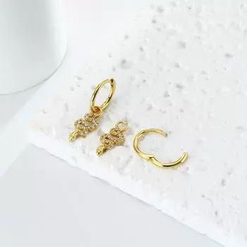 Серьги-змеи с покрытием из 14-каратного золота, белые серьги-кольца с фианитами для женщин, свадебные украшения золотой