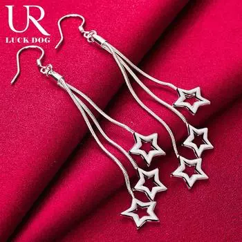 Серьги-змейки в форме звезды с перфорацией из стерлингового серебра 925 пробы, модные свадебные украшения 8.70*1.30cm