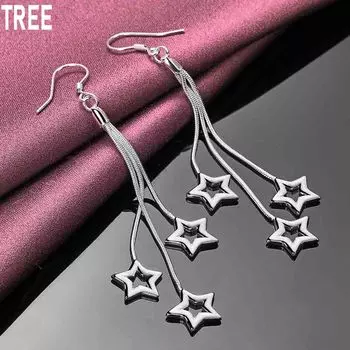 Серьги-змейки в форме звезды с перфорацией из стерлингового серебра 925 пробы, модные свадебные украшения 8.70*1.30cm