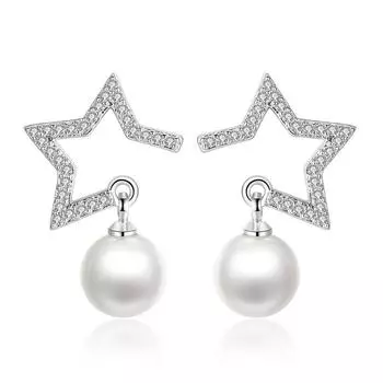 Серьги знаменитостей в стиле «модные звезды», серьги-пентаграммы с жемчугом Tremella Needle для девочек