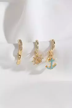 Серьги золотого цвета с фигурками из трех частей