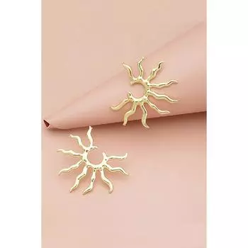 Серьги золотого цвета с фигуркой солнца