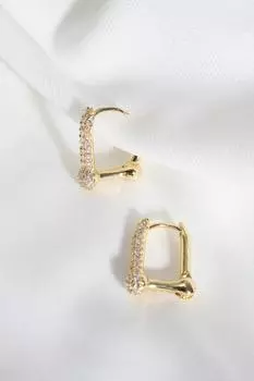 Серьги золотого цвета с камнем циркон