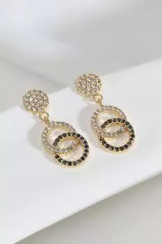 Серьги золотого цвета с камнем циркон