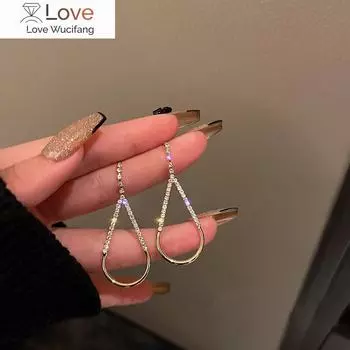 Серьги золотого цвета с полым инкрустированным цирконием в форме капли воды, индивидуальные модные простые серьги, свадебные украшения, подарки на день рождения