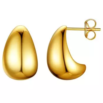 Серьги Золотые серьги-гвоздики K18 Gold Teardrop Милые металлические аксессуары [Suplight] Женские