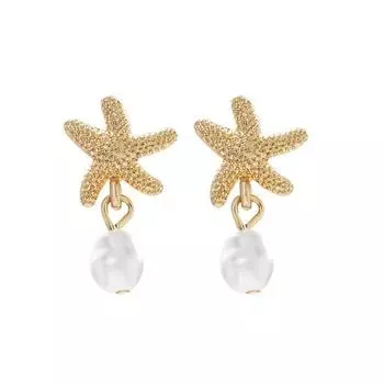 Серьги-звездочки для женщин, пляжные серьги-ракушки, серьги-подвески с искусственным жемчугом для летнего пляжного отдыха, свидания, вечеринки A