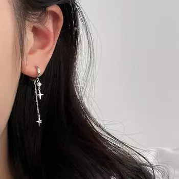 Серьги-звездочки из серебра 925 пробы, женские изысканные серьги-гвоздики на осень и зиму с длинной бахромой, серьги с холодным ветром, новые товары 925 silver needles