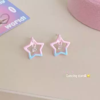 Серьги-звездочки с градиентным цирконием – свежий, полый дизайн в серебре для женщин