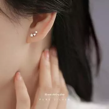 Серьги-звезды Banyan Tree S925 Silver для женщин - Элегантный дизайн в виде пятиконечной звезды ES1567 золотой