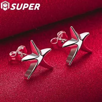Серьги-звезды из стерлингового серебра 925 пробы, модные свадебные украшения, подарки 1.00*1.20cm