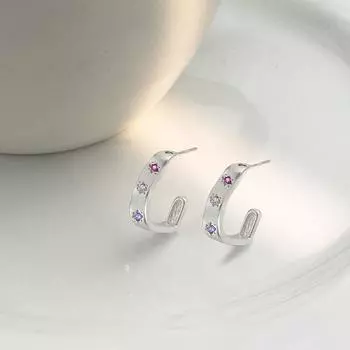 Серьги-звезды с матовыми цветными бриллиантами неправильной формы для женщин с индивидуальностью в стиле ретро, простым и универсальным темпераментом