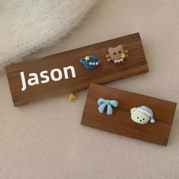 Серьги-звезды в виде медведя синего и желтого цветов: Милый, креативный дизайн из флокированного плюша для осени/зимы