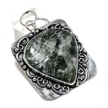Seraphinite Gemstone Handmade 925 Sterling Silver Jewelry Pendant 2.29 y5k30