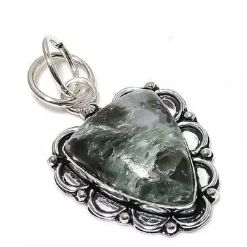 Seraphinite Gemstone Handmade 925 Sterling Silver Jewelry Pendant 1.97 F7P08