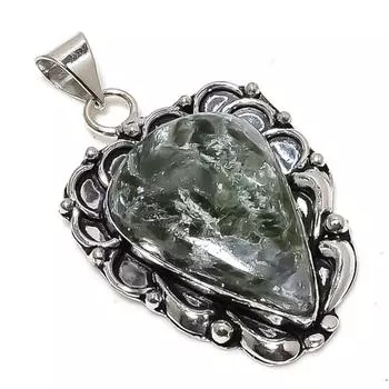 Seraphinite Gemstone Handmade 925 Sterling Silver Jewelry Pendant 2.05 q8y19