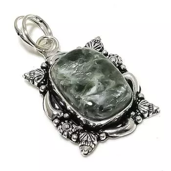 Seraphinite Gemstone Handmade 925 Sterling Silver Jewelry Pendant 2.01 Y6A39