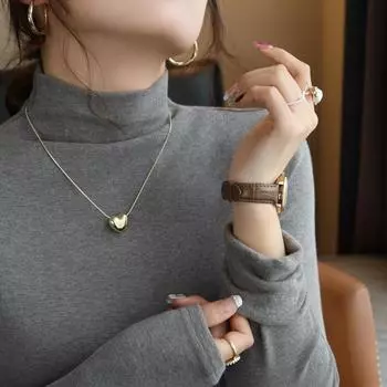 Серая бархатная утолщенная полуводолазка для женщин на осень и зиму, новый стиль с высококачественным теплым начесом и средним воротником S