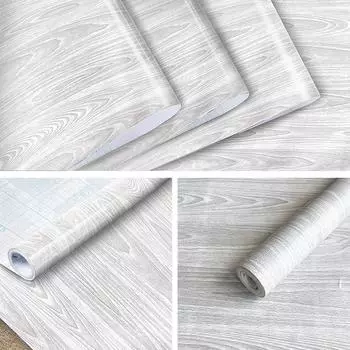 Серая деревянная контактная бумага, самоклеящаяся бумага из ПВХ, наклейка и наклейка 40cm x 1m