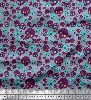 Серая хлопковая ткань Soimoi с уткой и принтом черепа на Хэллоуин, ткань для рукоделия шириной 42 дюйма по метрам 42 Inch Wide - Cotton Cambric зелёный