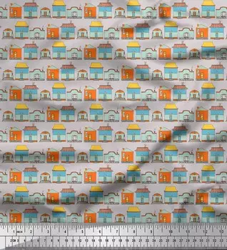 Серая хлопковая вуаль Soimoi, ткань с архитектурным принтом для дома, 1 метр 56 дюймов 42 Inch Wide - Cotton Voile светло-серый