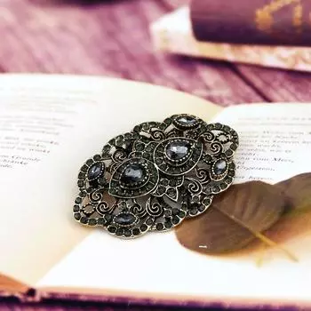 Серая хрустальная брошь, женская брошь, античное золото, богемный цветок, булавка для шарфа, свадебные украшения для вечеринок серый