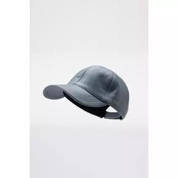 Серая кепка из натуральной кожи с эффектом кожи