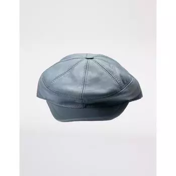 Серая кепка из натуральной кожи с эффектом кожи
