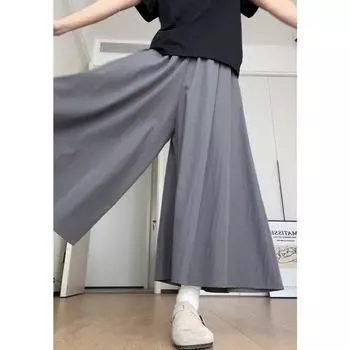 Серая летняя новая тонкая юбка с высокой талией, повседневные универсальные маленькие широкие брюки S