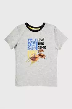 Серая меланжевая футболка с баскетбольным принтом