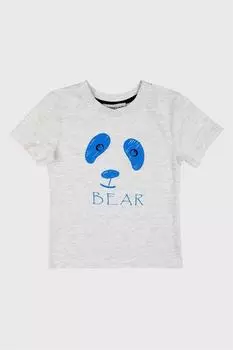 Серая меланжевая футболка с принтом «Медведь»