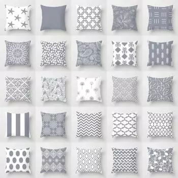 Серая наволочка в европейском стиле, наволочка с геометрическим рисунком, чехол для диванной подушки, садовая подушка для отеля, уличная подушка, автомобильное кресло 45X45 см 45x45cm