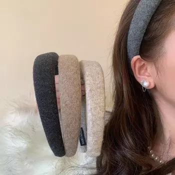 Серая плюшевая повязка на голову с широкими полями для женщин - универсальный, стильный и удобный аксессуар для волос F1358 Butterfly