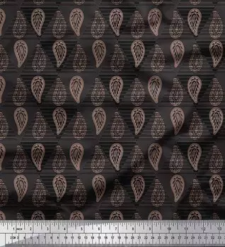 Серая поли креповая ткань Soimoi с геометрическим декором пейсли и принтом BTY, 42 дюйма 42 Inch Wide - Poly Crepe серый