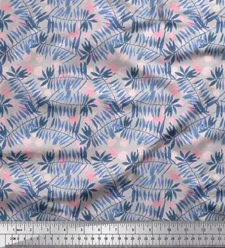 Серая поли креповая ткань Soimoi с листьями пекана, декоративная ткань, печатный метр, 42 дюйма 42 Inch Wide - Poly Crepe серый