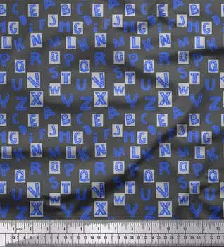 Серая полиэфирная креповая ткань Soimoi с буквенным принтом и текстовым принтом, ткань для рукоделия шириной 42 дюйма по метрам 42 Inch Wide - Poly Crepe серый