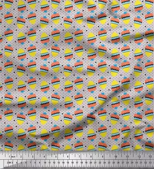 Серая полиэфирная креповая ткань Soimoi с геометрическим рисунком и клубничным фруктовым декором, ткань с принтом, 42 дюйма 42 Inch Wide - Poly Crepe серый