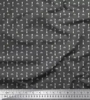 Серая полиэфирная креповая ткань Soimoi Ткань для рукоделия с принтом «Дождливые облака и ветровое колесо» шириной 42 дюйма по метрам 42 Inch Wide - Poly Crepe серый