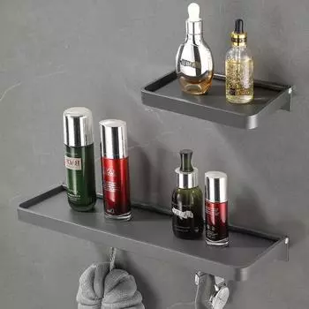 Серая полка для ванной комнаты, складной держатель для хранения вещей в ванной, алюминиевая полка для душа, держатель для шампуня, держатель для корзины, угловая полка