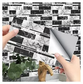 Серая полосатая наклейка на плитку, кухонный щиток, маслостойкая ванная комната, водонепроницаемая, домашний декор, наклейки на стены, художественная роспись 10cmX20cmX5pcs