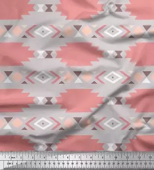 Серая японская креп-сатиновая ткань Soimoi, ацтекская ткань с геометрическим принтом, 42 дюйма на метр 42 Inch Wide - Cotton Voile серый