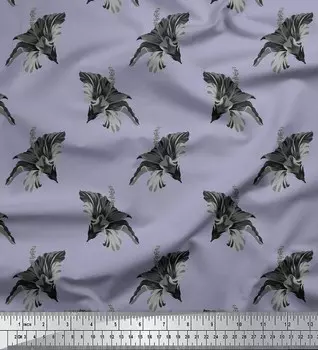 Серая японская креп-сатиновая ткань Soimoi, цветочный принт, ткань по метрам, 42 дюйма 42 Inch Wide - Poly Crepe серый