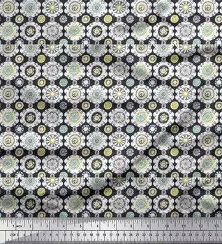 Серая японская креп-сатиновая ткань Soimoi, дамасская декоративная ткань с цветочным принтом, метр 42 дюйма 42 Inch Wide - Japan Crepe Satin серый