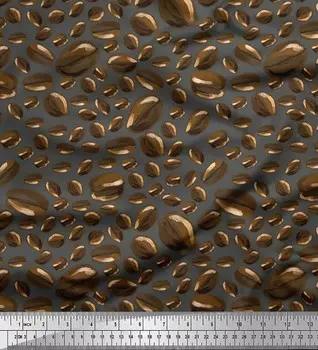 Серая японская креп-сатиновая ткань Soimoi, кофейные зерна, пищевая ткань с принтом, 1 метр, 42 дюйма 42 Inch Wide - Poly Crepe серый