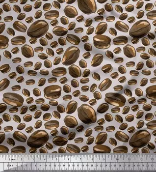 Серая японская креп-сатиновая ткань Soimoi, кофейные зерна, пищевая ткань с принтом на метр, 42 дюйма 42 Inch Wide - Poly Crepe серый