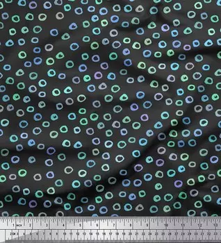 Серая японская креп-сатиновая ткань Soimoi, круглая геометрическая ткань с принтом по метрам, 42 дюйма 42 Inch Wide - Poly Crepe серый