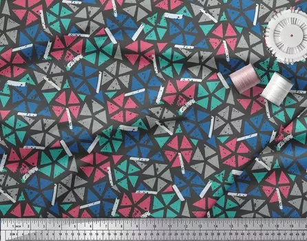 Серая японская креп-сатиновая ткань Soimoi, марокканская мозаичная ткань с принтом, 42 дюйма на метр 42 Inch Wide - Poly Crepe серый